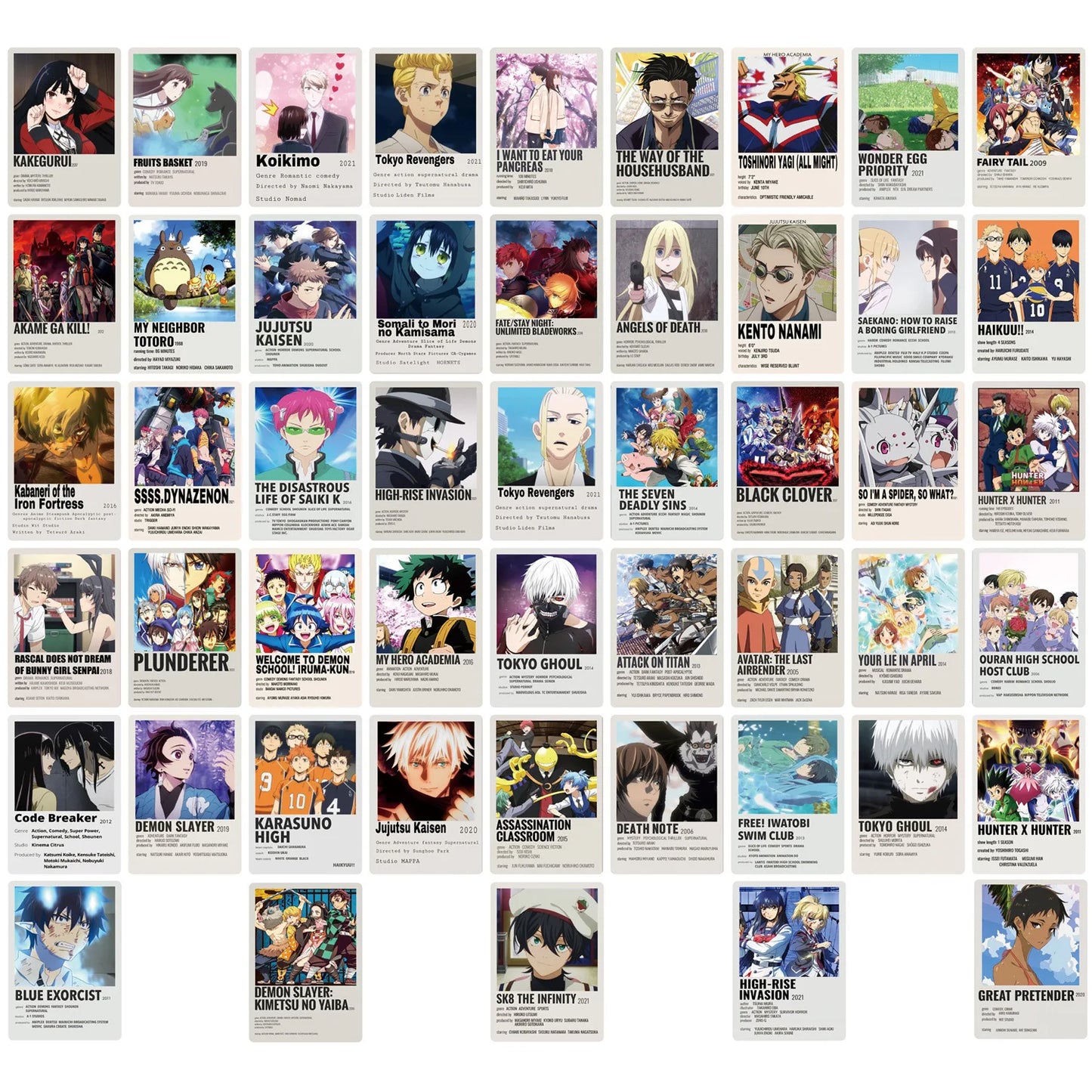 50pcs Anime Poster Wall Stickers